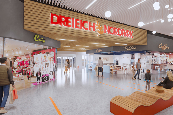 Rendering of the entrance area of the new Dreieich Nordpark. /// credit: MEC