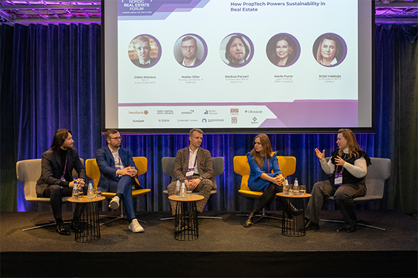 Discussion panel “How PropTech is Powering Sustainability“ at NREF 2025. /// credit: NREF