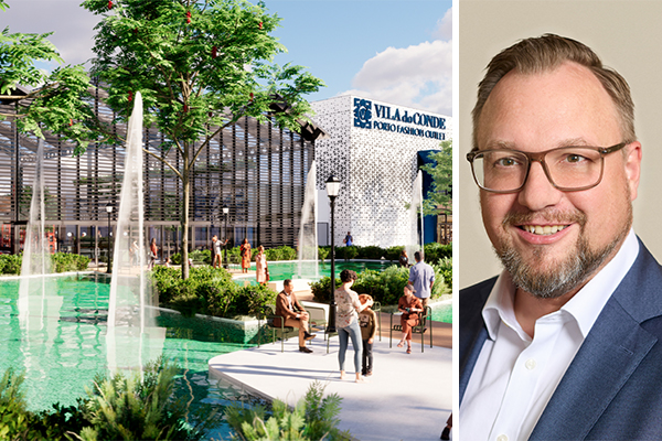 Design of Vila do Conde Porto Fashion Outlet's extension in Portugal (left), and Johan Caspar Bergenthal, COO and member of the Executive Board at VIA Outlets (right). /// credit: VIA Outlets