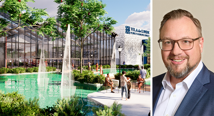 Design of Vila do Conde Porto Fashion Outlet's extension in Portugal (left), and Johan Caspar Bergenthal, COO and member of the Executive Board at VIA Outlets (right). /// credit: VIA Outlets
