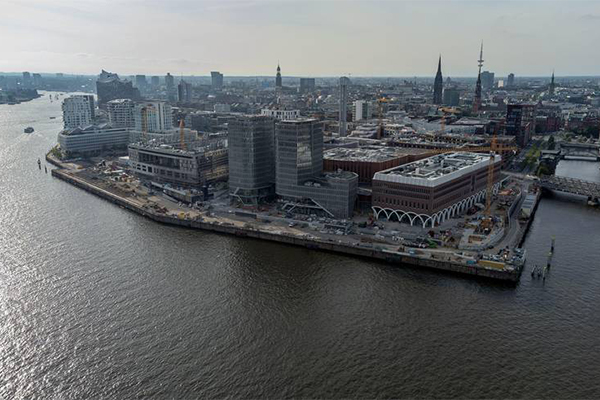 Aerial view of the newly opened Westfield Hamburg-Überseequartier. /// credit: BBE Retail Consultancy
