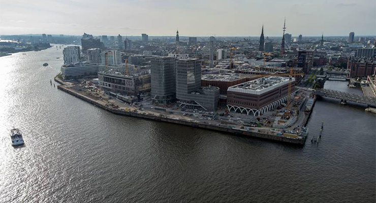 Aerial view of the newly opened Westfield Hamburg-Überseequartier. /// credit: BBE Retail Consultancy